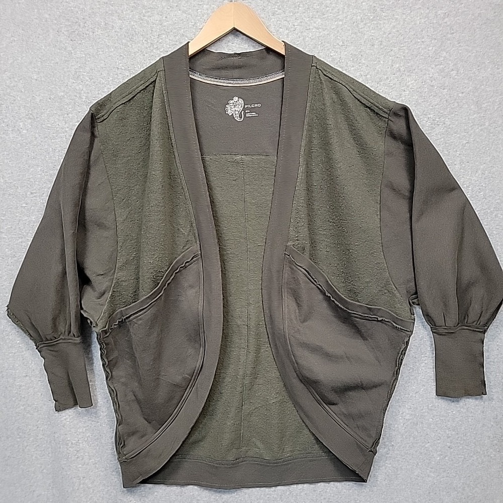 ANTHROPOLOGIE Pilcro Womens Aubrey‎ Fleece Oversized Cardigan Size S/M Olive EUC